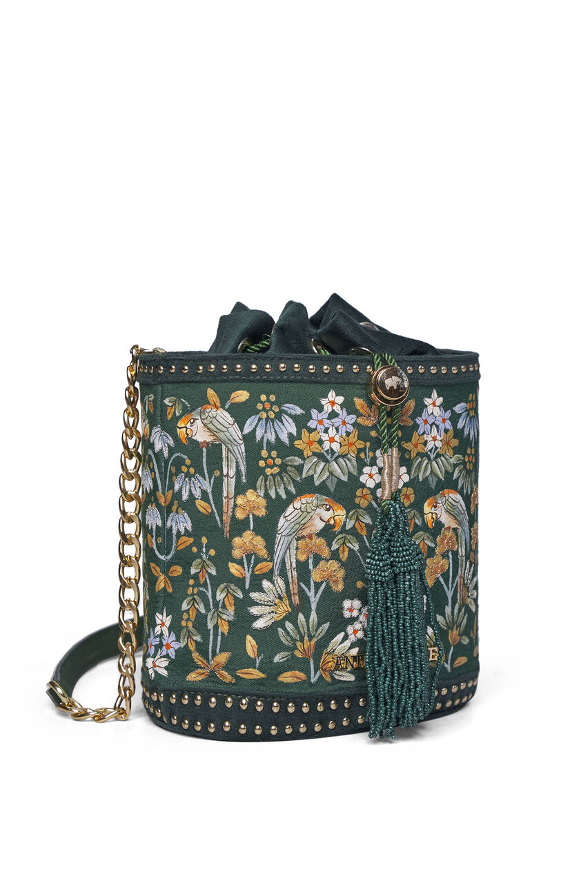Pichhwai Bucket Bag - Starling Green, Green, image 8